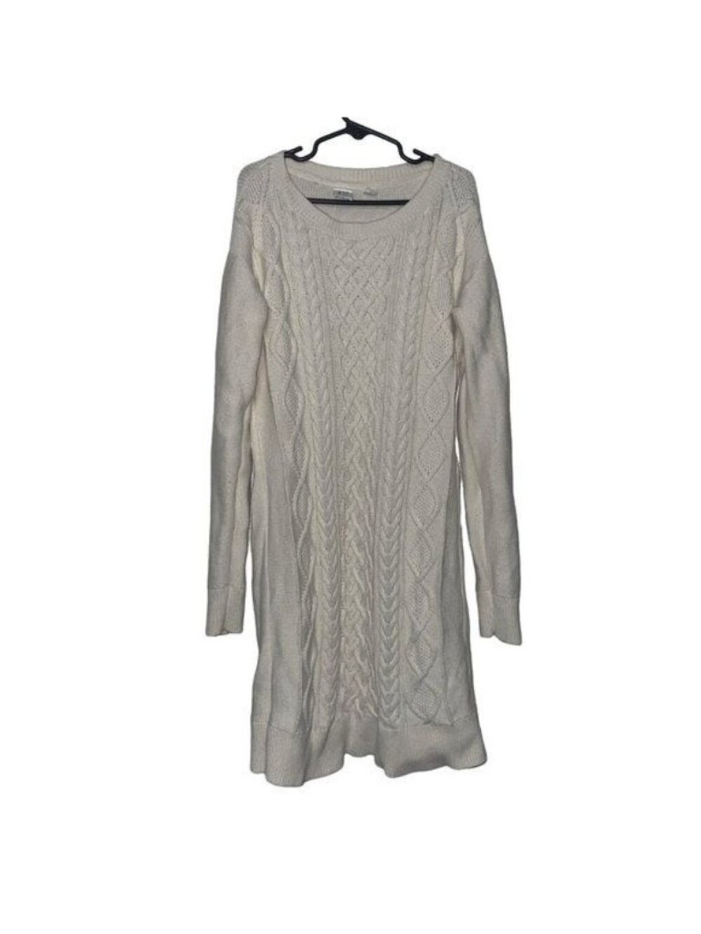 Gap Kids L Cable Knit Off-White Long Sleeve Sweater Dress 100% Cotton